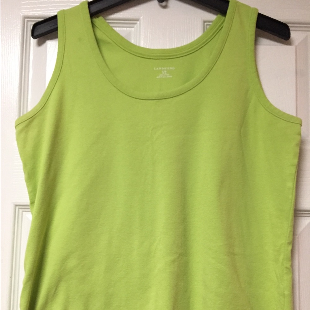 Green Lands End tank top. Large Petite.